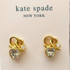 Kate Spade Knotted Clear CZ Heart Earrings
